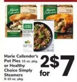 Safeway Marie Callender's Pot Pies or Healthy Choice Simply Steamers offer