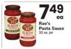 Safeway Rao's Pasta Sauce offer