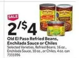 Stop&Shop Old El Paso Refried Beans, Enchilada Sauce or Chiles offer