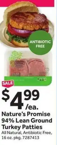 Stop&Shop Nature’s Promise 94% Lean Ground Turkey Patties offer