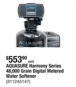 The Home Depot AQUASURE Harmony Series 48,000 Grain Digital Metered Water Softener offer