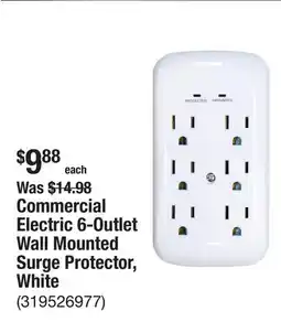 The Home Depot Commercial Electric 6-Outlet Wall Mounted Surge Protector, White offer