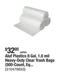 The Home Depot Aluf Plastics 8 Gal. 1.0 mil Heavy-Duty Clear Trash Bags (500-Count, Equivalent) offer
