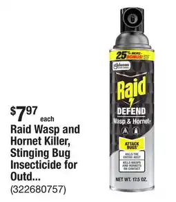 The Home Depot Raid Wasp and Hornet Killer, Stinging Bug Insecticide for Outdoor Use, Insect Killer, 17.5 oz offer