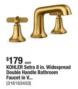The Home Depot KOHLER Setra 8 in. Widespread Double Handle Bathroom Faucet in Vibrant Moderne Brushed Brass Gold offer