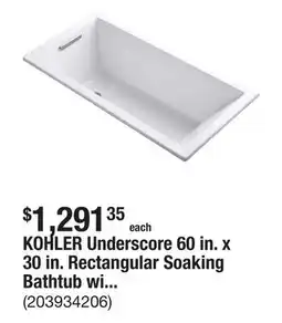 The Home Depot KOHLER Underscore 60 in. x 30 in. Rectangular Soaking Bathtub with Reversible Drain in White offer