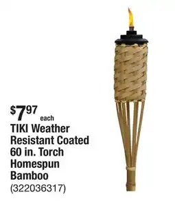 The Home Depot TIKI Weather Resistant Coated 60 in. Torch Homespun Bamboo offer