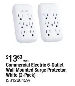 The Home Depot Commercial Electric 6-Outlet Wall Mounted Surge Protector, White (2-Pack) offer