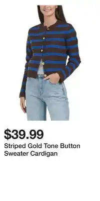 TJ Maxx Striped Gold Tone Button Sweater Cardigan offer