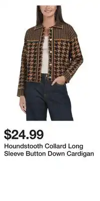 TJ Maxx Houndstooth Collard Long Sleeve Button Down Cardigan offer