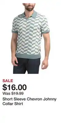 TJ Maxx Short Sleeve Chevron Johnny Collar Shirt offer