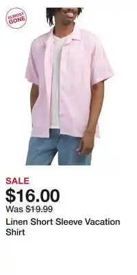 TJ Maxx Linen Short Sleeve Vacation Shirt offer