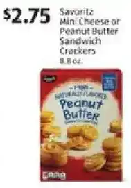 Aldi Savoritz Mini Cheese or Peanut Butter Sandwich Crackers offer