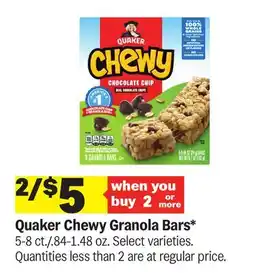 Meijer Quaker Chewy Granola Bars offer