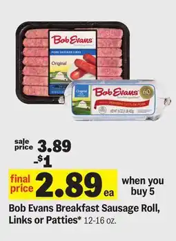 Meijer Bob Evans Breakfast Sausage Roll, Links or Patties offer