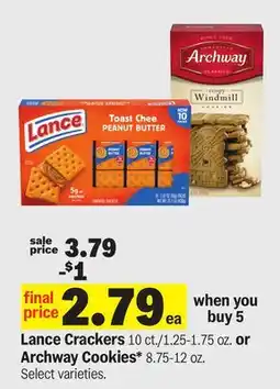 Meijer Lance Crackers 10 ct./1.25-1.75 oz. or Archway Cookies 8.75-12 oz offer