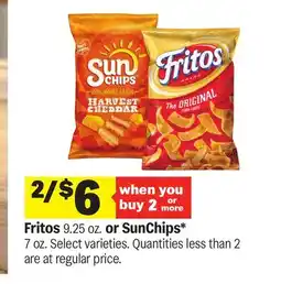 Meijer Fritos 9.25 oz. or SunChips* 7 oz offer