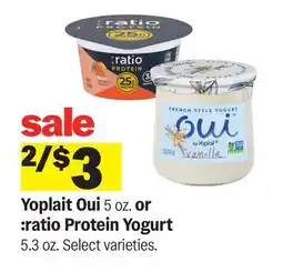 Meijer Yoplait Oui 5 oz. or :ratio Protein Yogurt 5.3 oz offer
