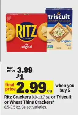Meijer Ritz Crackers 8.8-13.7 oz. or Triscuit or Wheat Thins Crackers* 6.5-8.5 oz offer