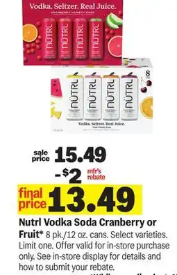Meijer Nutrl Vodka Soda Cranberry or Fruit offer