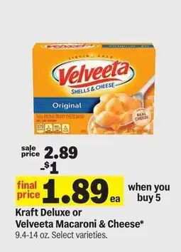 Meijer Kraft Deluxe or Velveeta Macaroni & Cheese offer