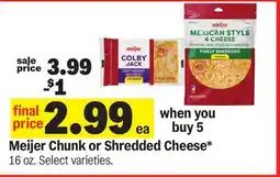 Meijer Meijer Chunk or Shredded Cheese offer