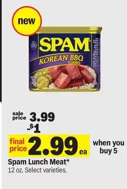 Meijer Spam Lunch Meat offer