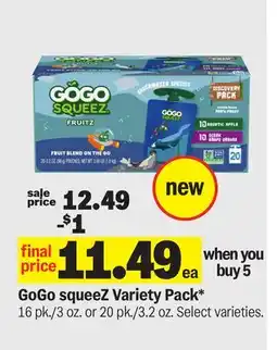 Meijer GoGo squeeZ Variety Pack offer