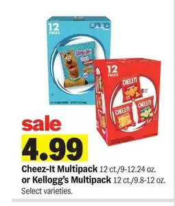 Meijer Cheez-It Multipack 12 ct./9-12.24 oz. or Kellogg's Multipack 12 ct./9.8-12 oz offer
