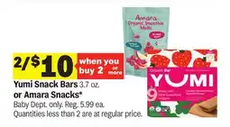 Meijer Yumi Snack Bars 3.7 oz. or Amara Snacks offer