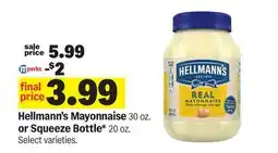 Meijer Hellmann's Mayonnaise 30 oz. or Squeeze Bottle* 20 oz offer