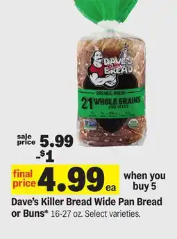 Meijer Dave's Killer Bread Wide Pan Bread or Buns offer