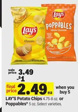Meijer LAY'S Potato Chips 4.75-8 oz. or Poppables* 5 oz offer