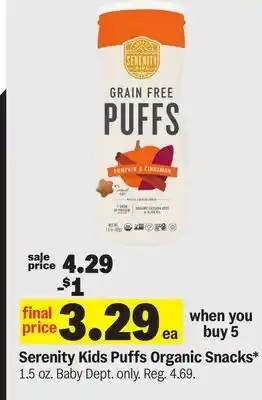 Meijer Serenity Kids Puffs Organic Snacks offer