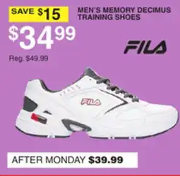 Dunham's Sports FILA MEN'S MEMORY DECIMUS TRAINING SHOES offer