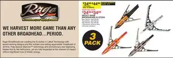 Dunham's Sports SELECT RAGE BROADHEADS IN STOCK offer