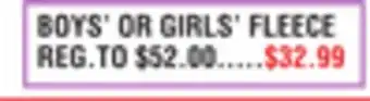 Dunham's Sports BOYS' OR GIRLS' FLEECE offer