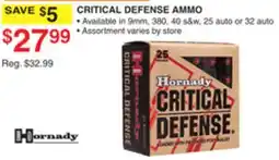 Dunham's Sports HORNADY CRITICAL DEFENSE AMMO offer