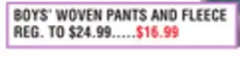 Dunham's Sports BOYS' WOVEN PANTS AND FLEECE offer