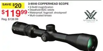Dunham's Sports 3-9X40 COPPERHEAD SCOPE offer