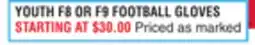Dunham's Sports YOUTH F8 OR F9 FOOTBALL GLOVES offer