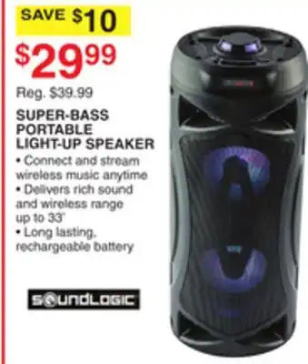 Dunham's Sports SUPER-BASS PORTABLE LIGHT-UP SPEAKER offer