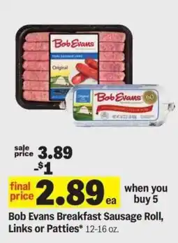 Meijer Bob Evans Breakfast Sausage Roll, Links or Patties offer