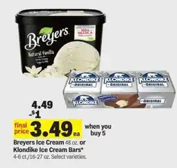 Meijer Breyers Ice Cream or Klondike Ice Cream Bars offer