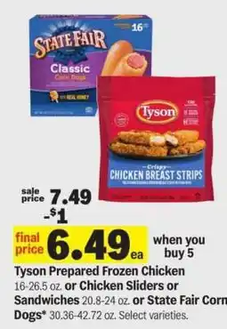 Meijer Tyson Prepared Frozen Chicken or State Fair Corn Dogs offer