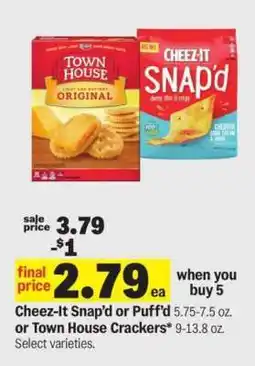 Meijer Cheez-It Snap’d or Puff’d or Town House Crackers offer