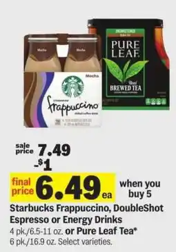 Meijer Starbucks Frappuccino, DoubleShot Espresso or Energy Drinks / Pure Leaf Tea offer