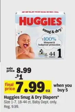Meijer Huggies Snug & Dry Diapers offer
