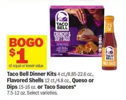 Meijer Taco Bell Dinner Kits, Flavored Shells, Queso or Dips, Taco Sauces offer