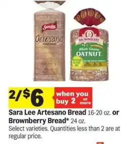 Meijer Sara Lee Artesano Bread or Brownberry Bread offer